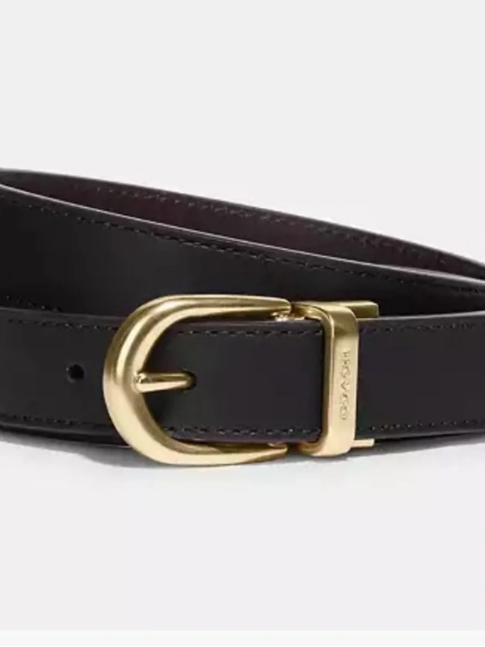 Men's Coach Leather Belt with Gold Buckle